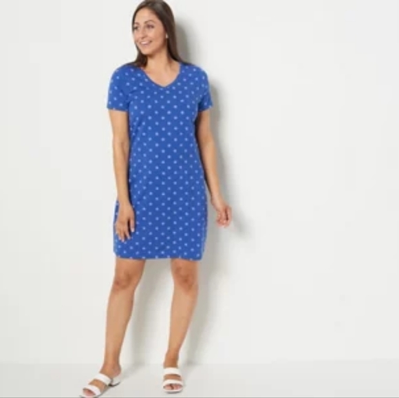 Isaac Mizrahi Dresses & Skirts - EUC Isaac Mizrahi Live! Painterly Polka Dot T-Shirt Dress Womens 2X Blue